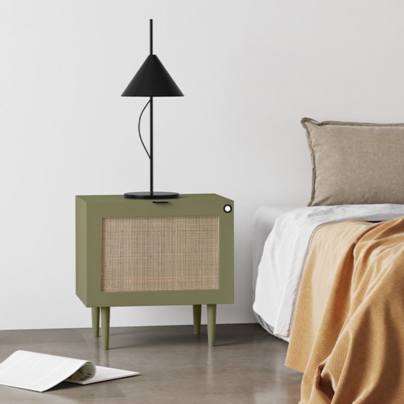 Modern Style Rattan Frame Timber Top White/black/grey/green Nightstand