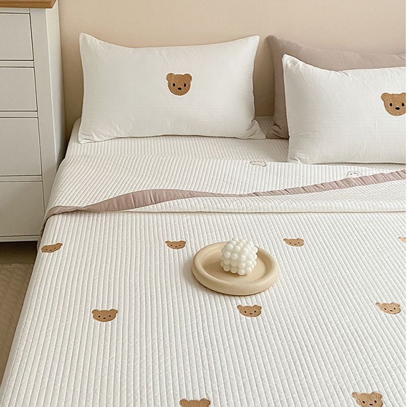 Bed Sheet Bear Head Print Polyester Non-pilling Breathable Bed Sheet Set