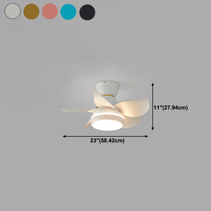 Conversion de fréquence Ventilateur LED Light Macaron Style Kids Room Semi Flush Plafond Light