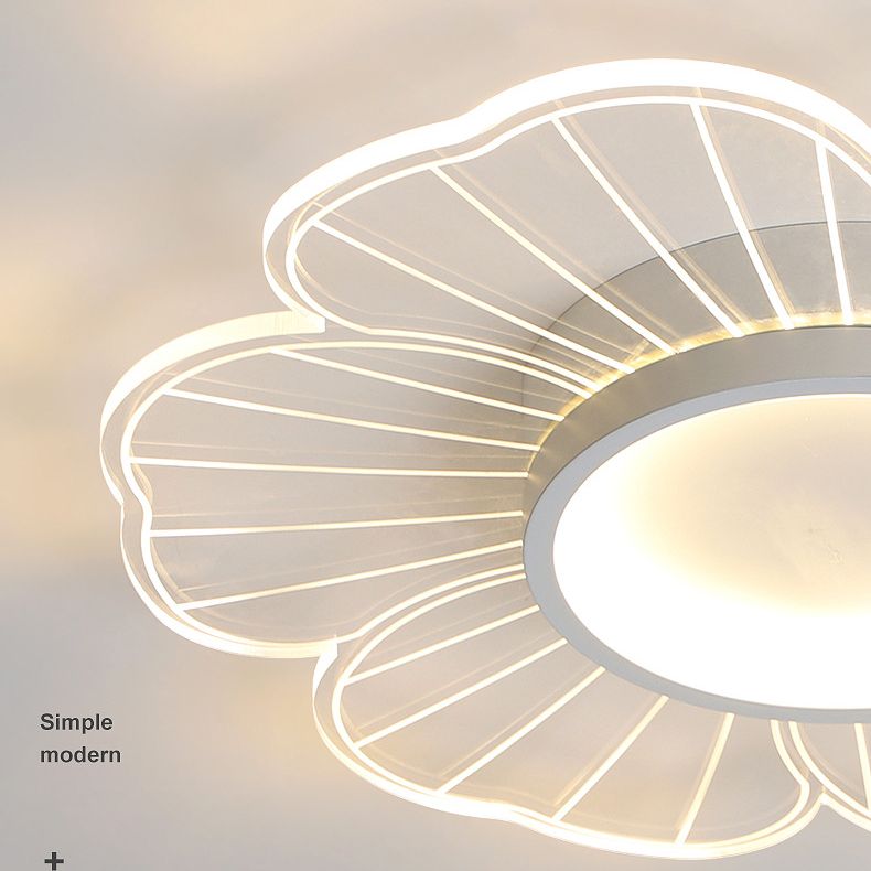 Minimalist LED Ceiling Flush Mount White Flower Close to Ceiling Lamp with Acrylic Shade