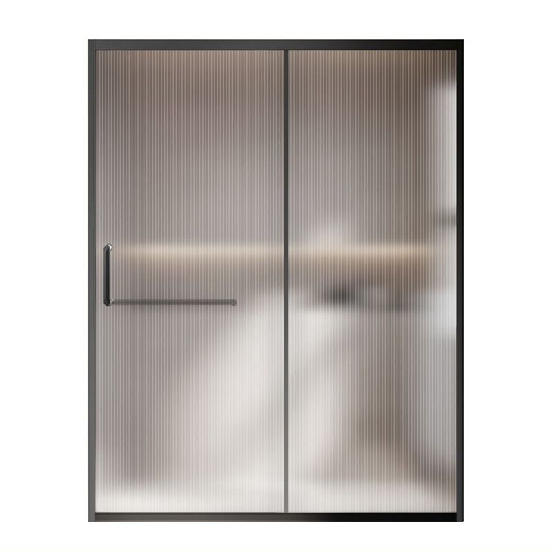 Matt Black Full Frame Single Sliding Door Shower Door, One-line Partition Bathroom Door