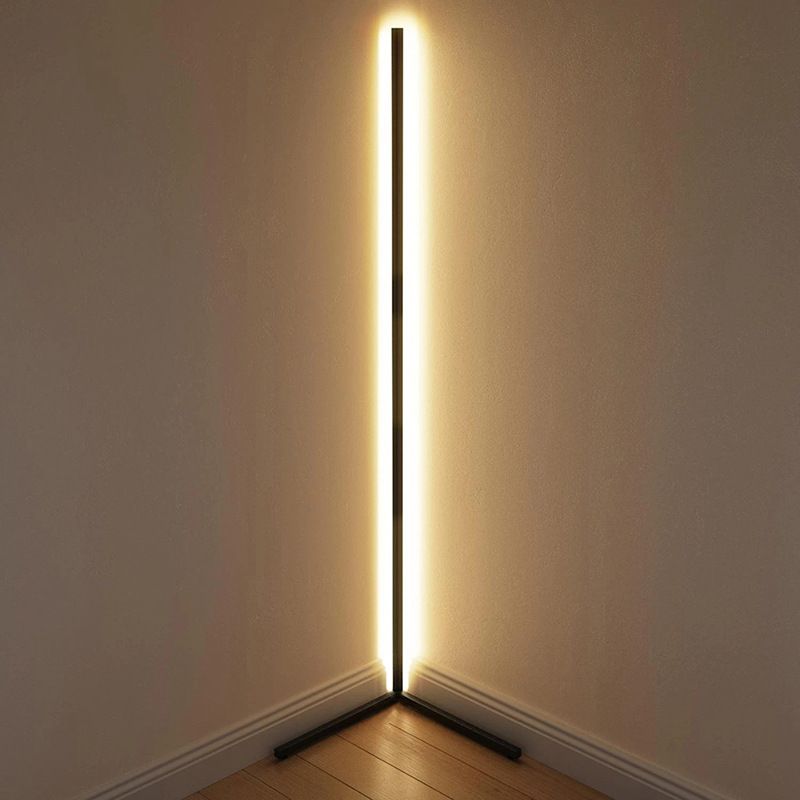 Metal Bar Shaped Corner Floor Lamp Minimalist RGB LED Floor Standing Light