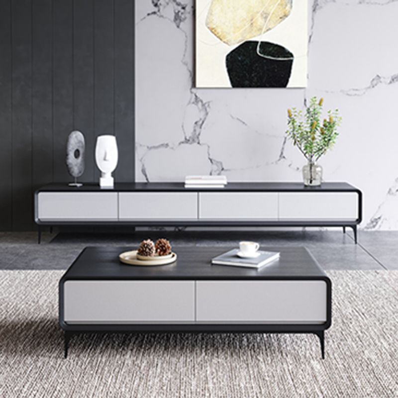 Contemporary Style TV Stand Enclosed Storage TV Console with Drawers