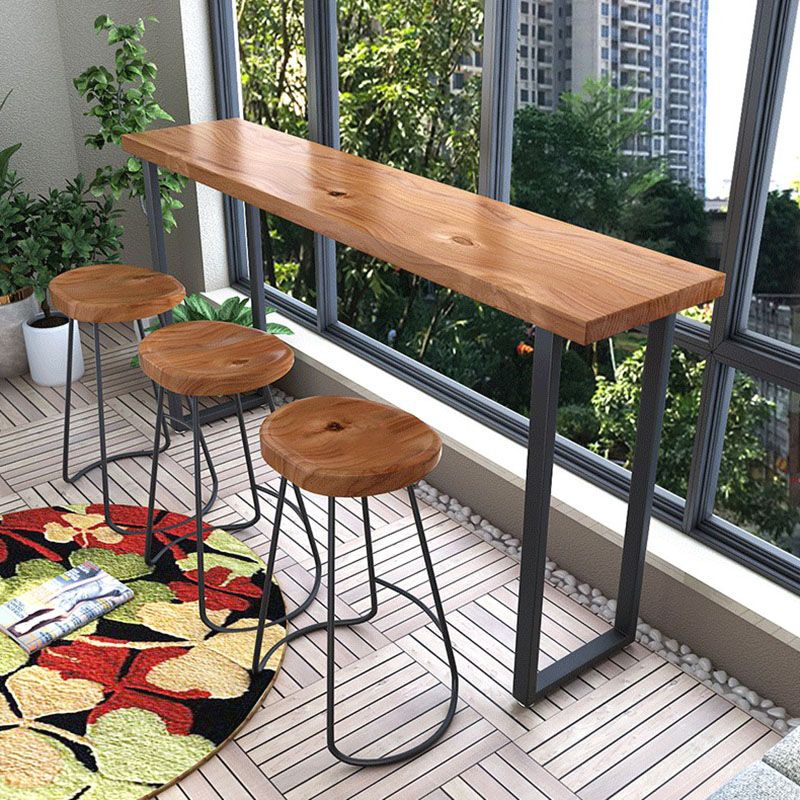 Modern Rectangle Pub/Bar Table Sled Metal Base Bar Height Table for Balcony