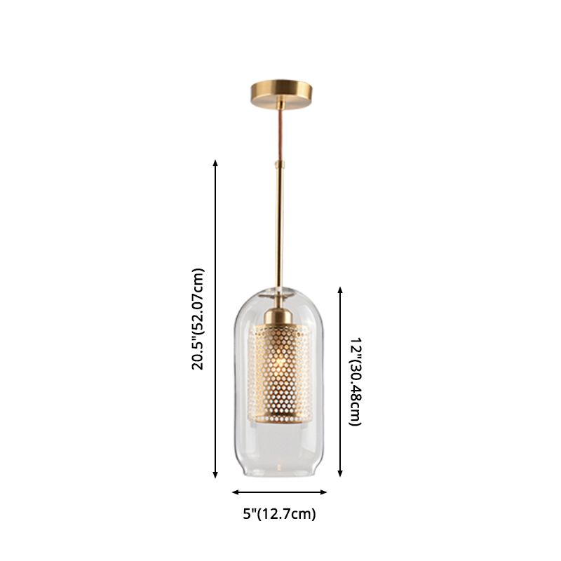 1 Light Hanging Light Fixtures Industrial Style Glass Ceiling Pendant for Restaurant