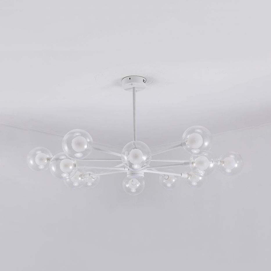 Sky Bang Hotel Chandelier avec une ombre en verre transparent en métal 10/12/16-16-HEAD PENDANT LAMPE en blanc