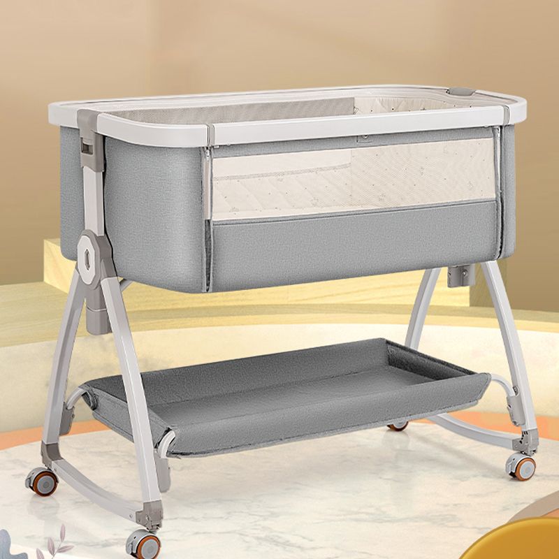 Metal Adjustable Bedside Crib Gliding Rectangle Crib Cradle for Baby