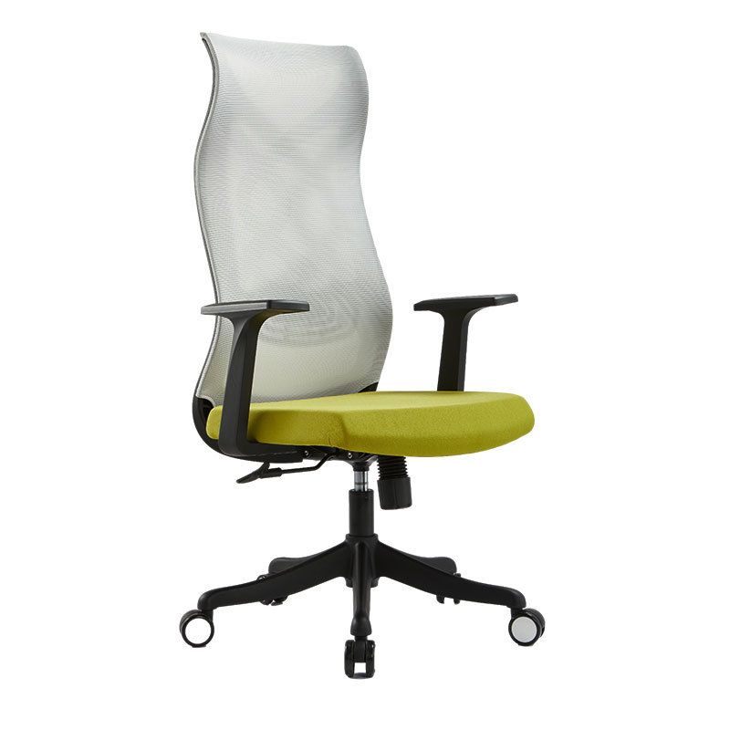 Fixed Arms Office Chair Microfiber Desk High Back Chair Swivel Ergonomic