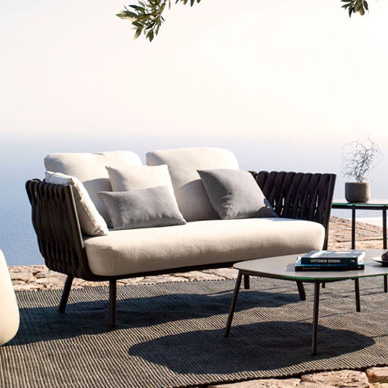 Contemporary Metal Frame Outdoor Sofa UV Resistant Patio Sofa in Gray