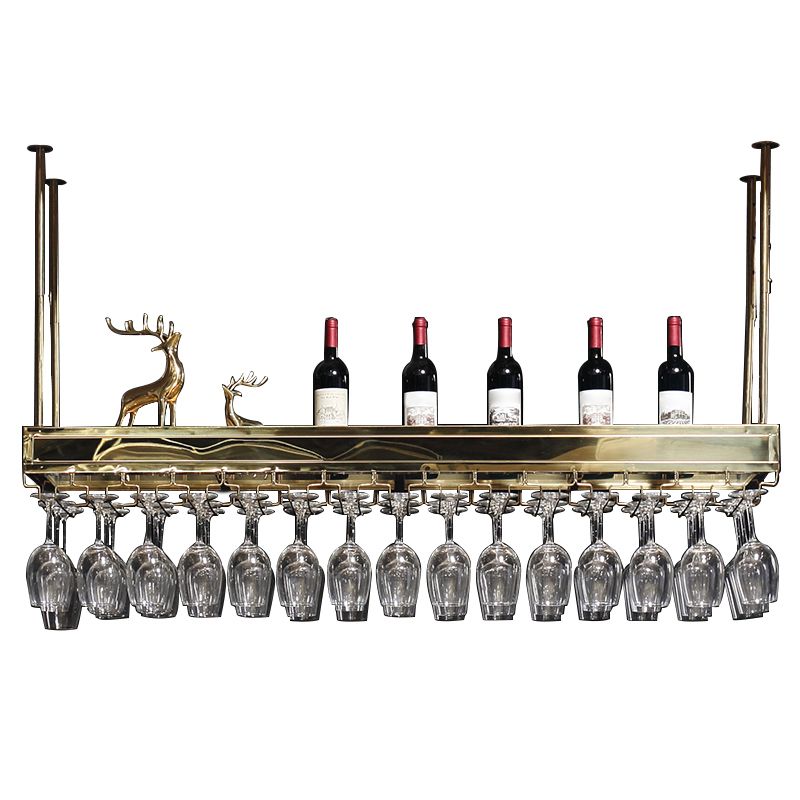 Modern Polished Finish Metal Hanging Wine Holder for Kitchen