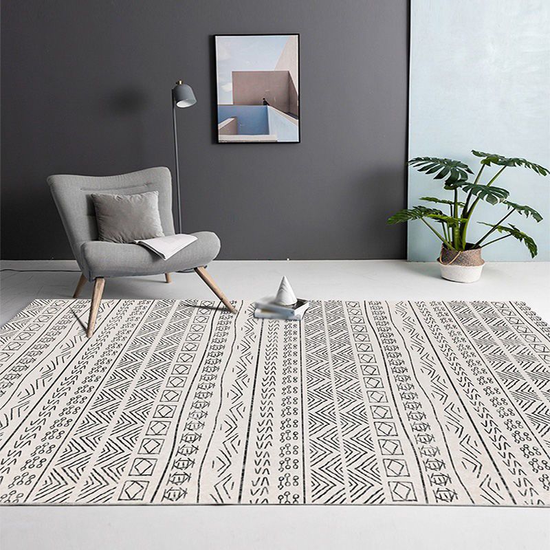 Grijs Marokko Area Tapijt Geometrisch patroon Polyester Gebied Rug Stain Resistant Tapsel voor thuisdecoratie
