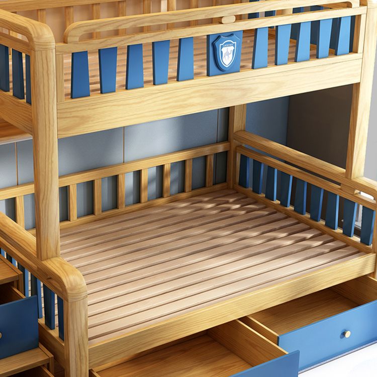 Scandinavian Natural Bunk Bed in Solid Wood with Guardrail Standard Bunk Bed