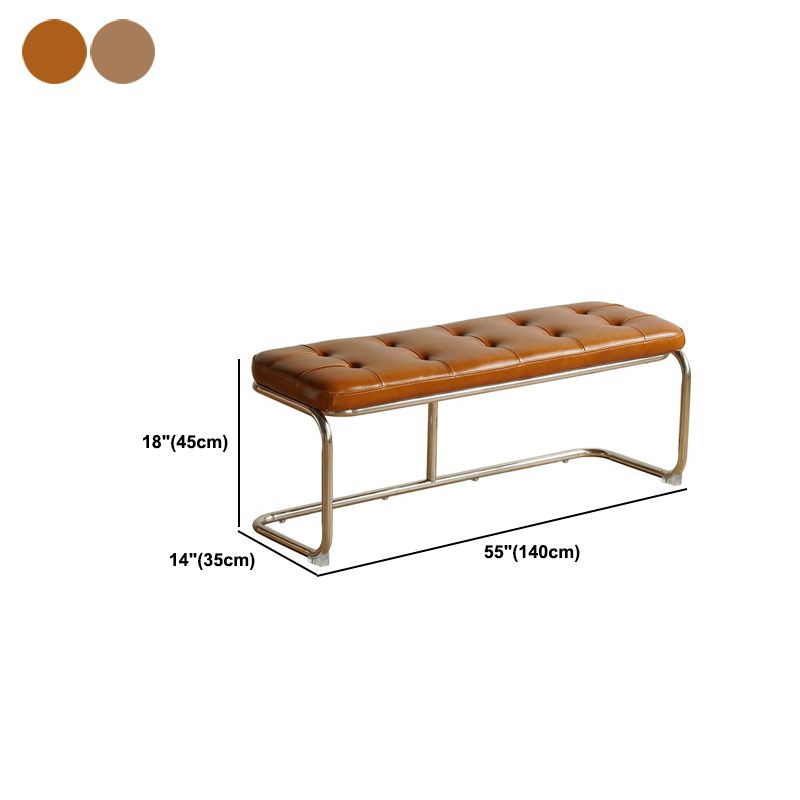 Rectangle 13.8" Wide Brown Bench Cushioned Upholstered Entryway Bench