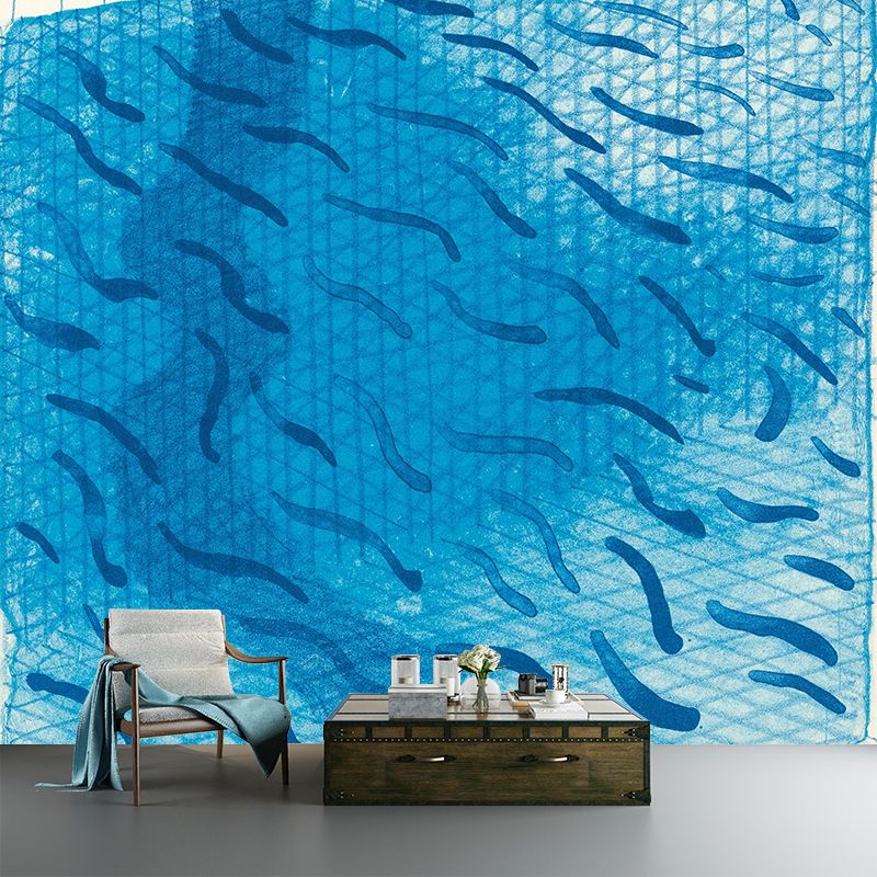 Art Swimming Pool Fish Murals Blue David Hockney Painting Wall Decor for Bedroom