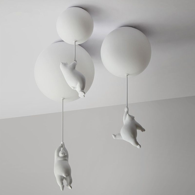 Nordic Ceiling Light Creative Bear Flush Mount Lighting Fixture for Bedroom