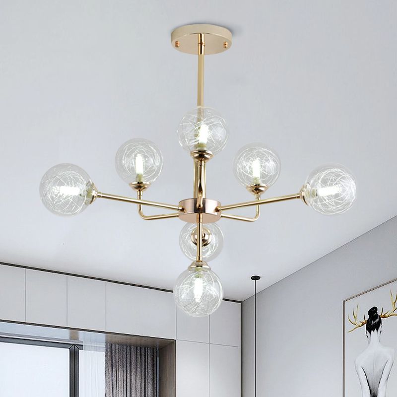 Post Modern Orb Chandelier 7/9/13 Lights Glass Shade Hanging Lamp in Gold Finish