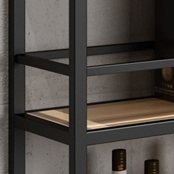 Metal Floor Bottle Wine Rack Contemporary Black Wine Holder with Shelf