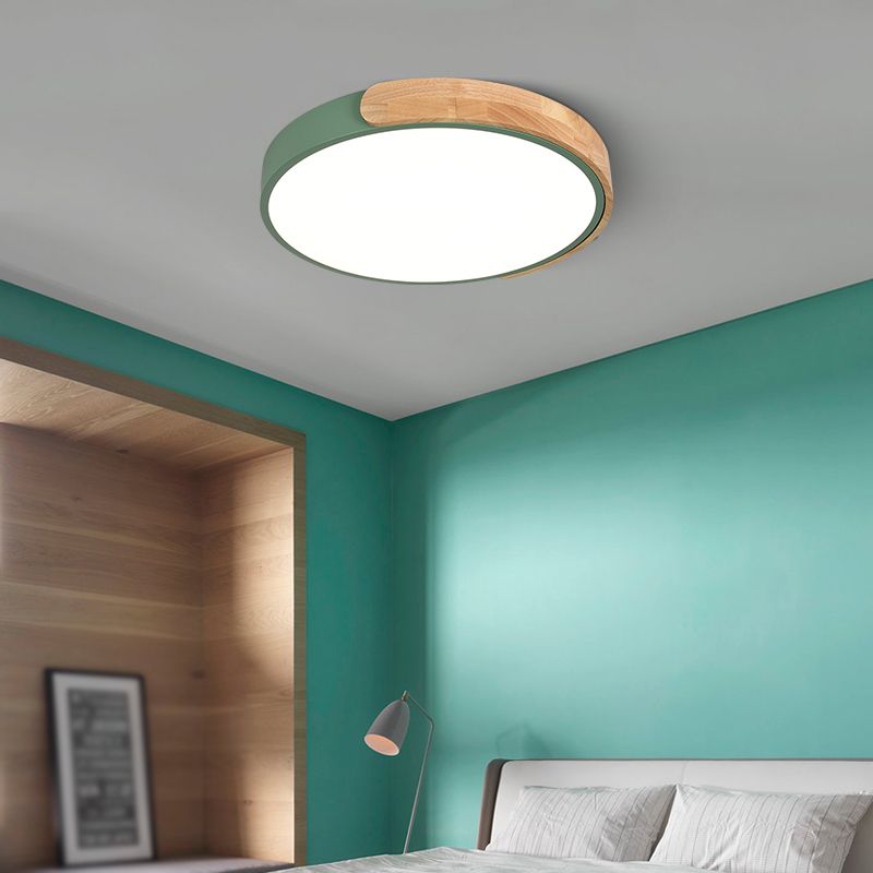 Metal Round Flush Ceiling Light Nordic Macaron  Style 1 Light Flush Mount Lighting