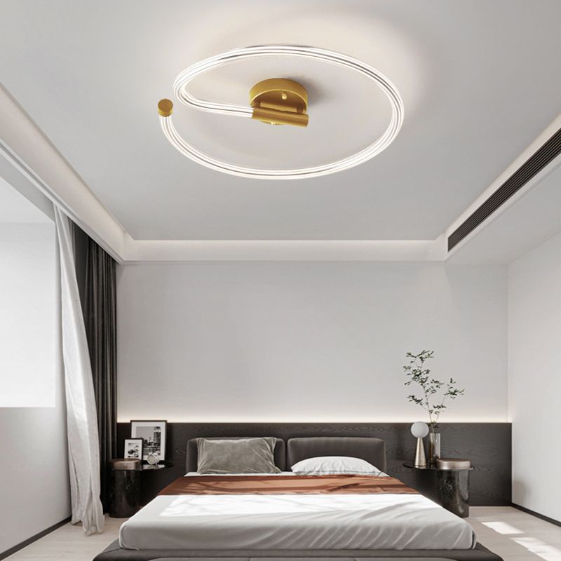 Modern Creative Style Ceiling Lighting Brass and Acrylic Flush Mount Fixture for Bedroom