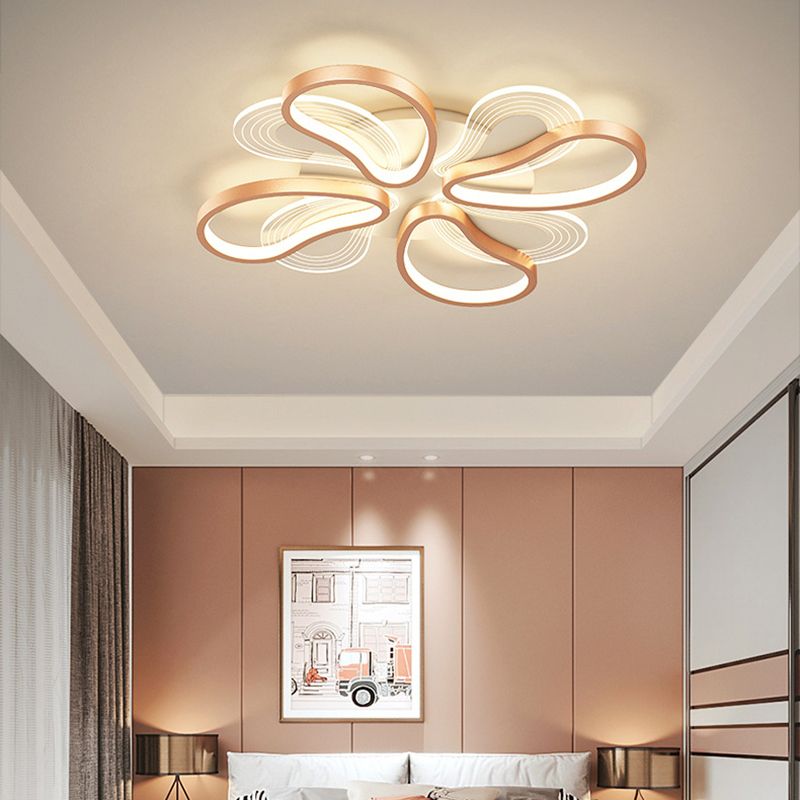 Metal Flower Shape Flush Ceiling Light Modern Style Multi Lights Flush Mount Lighting