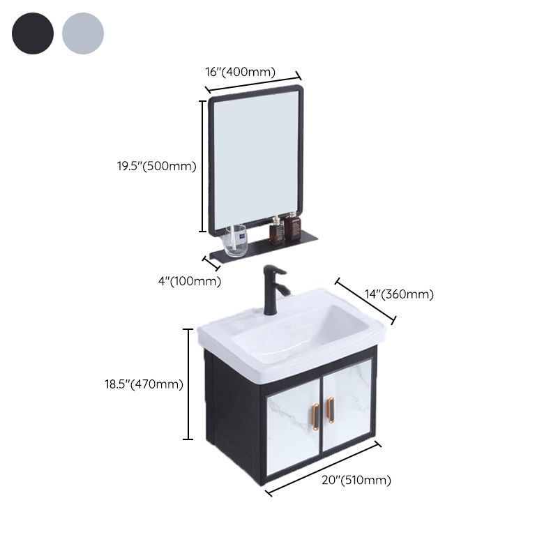 Rectangle Bathroom Vanity Glam Wall Mount Single Sink Mirror Bathroom Vanity Set