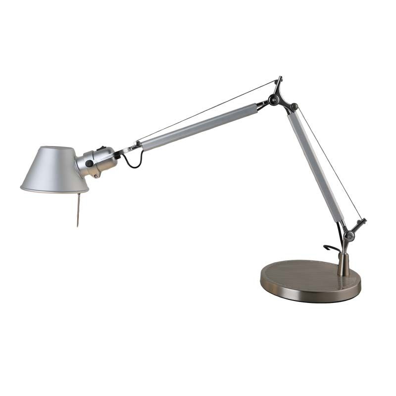 Lámpara de mesa telescópica industrial de 1 luces de lectura de metal luz con sombra cónica en plata