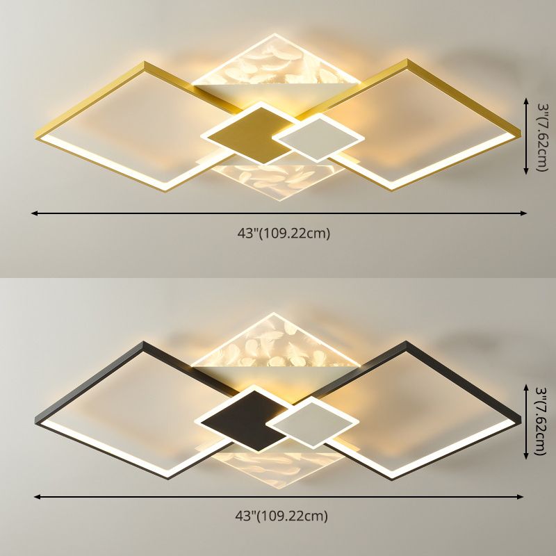 Lampe encastrée symétrique en métal simplicité LED plafonnier en plumes pour salon