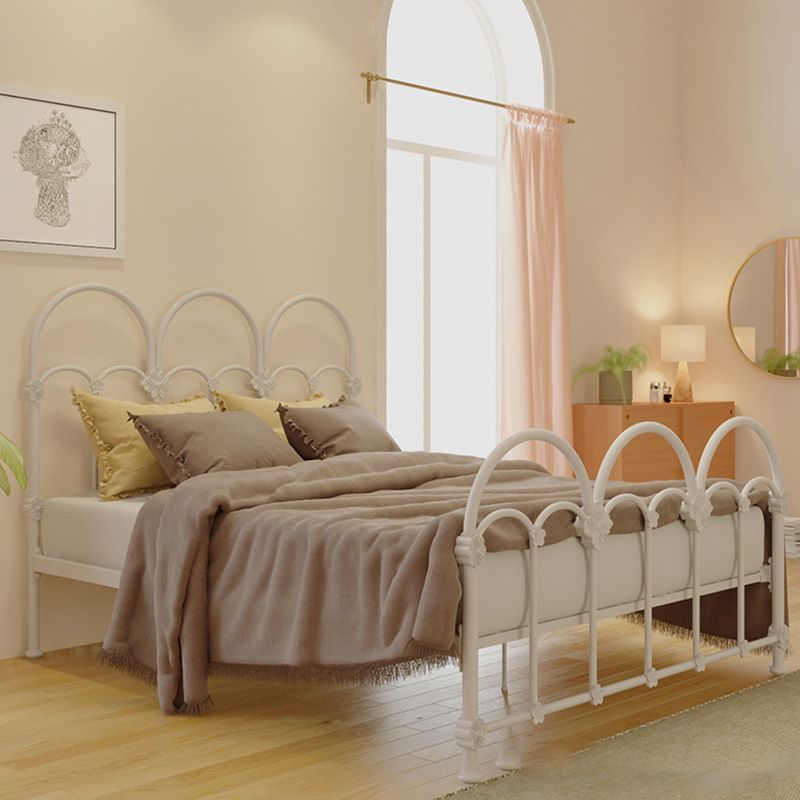 Scandinavian White/Beige Standard Bed with Open-Frame Headboard