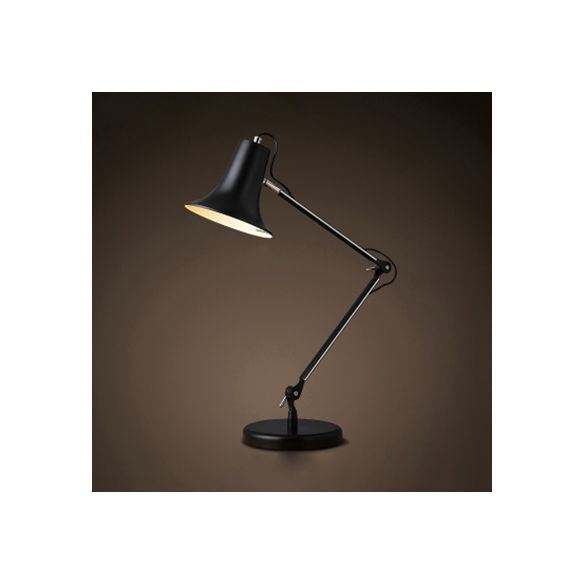 Bell Shaped Desk Lamp Contemporary Stylish Metal 1 Light Study Room Adjustable Desk Lighting in Black