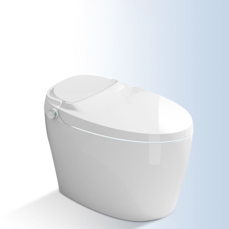 Electronic Toilet Seat in White Elongated Floor Standing Bidet with Heated Seat