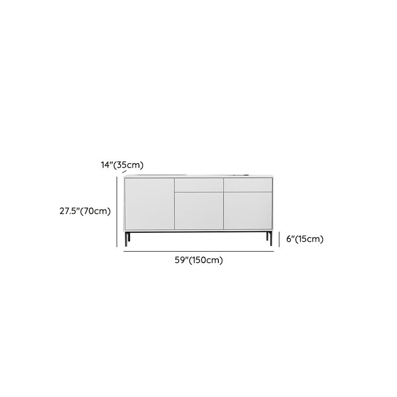 Wood Server Contemporary Style Credenza with Cabinets and Drawers