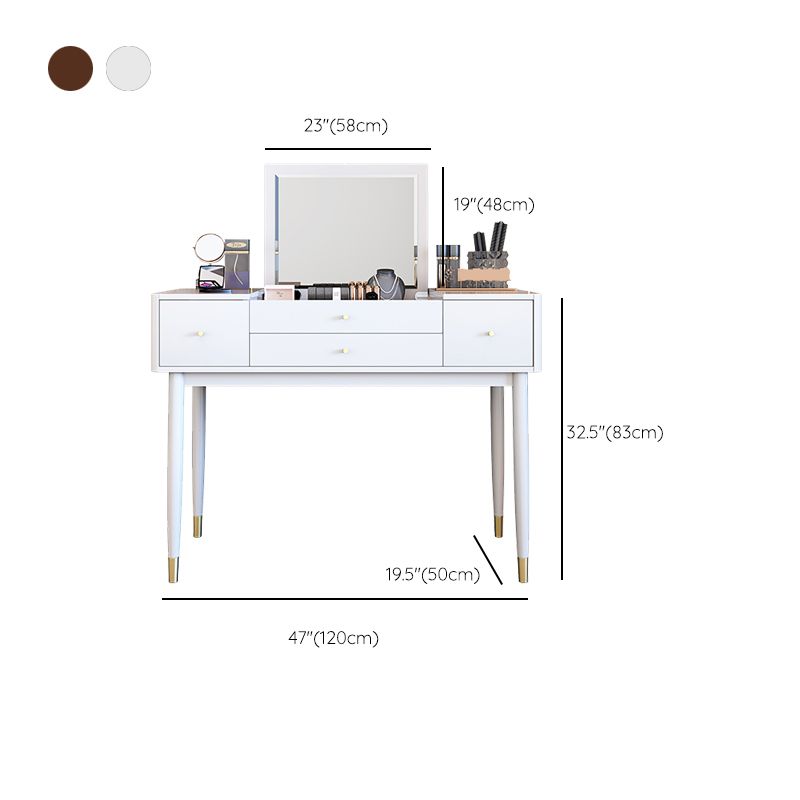 Glam Bedroom Makeup Vanity Desk Mirror White Vanity Dressing Table with Drawer