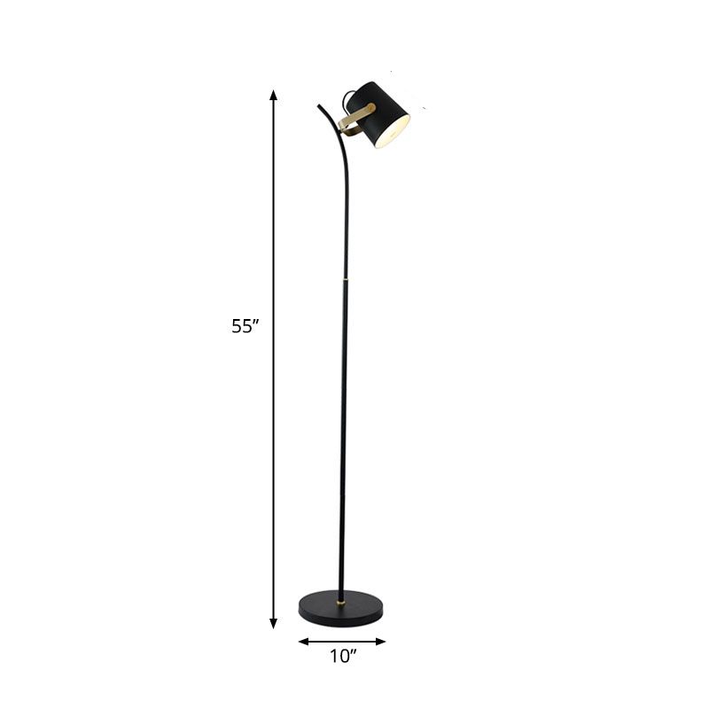 Cylinder Spotlight Floor Light Modern Single Metallic Living Room Handle Floor Lamp in Black