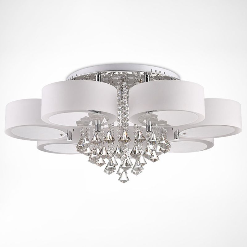 Modern 3/5/6/7/9-Light Chrome Flush Mount Lighting LED Ceiling Light with Crystal