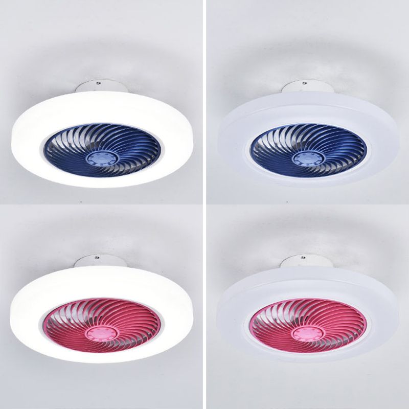 Ventilatore a led acrilico circolare ventola minimalista semi -rulli per la camera da letto