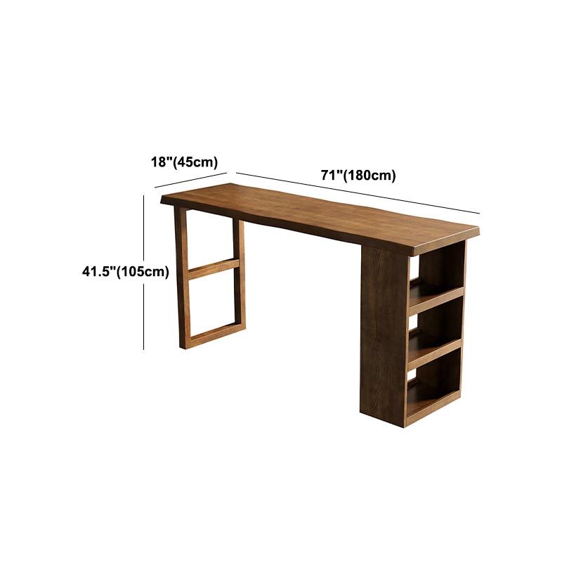 Ash Wood Top Bar Table Contemporary Bar Table with Wood Storage Rack