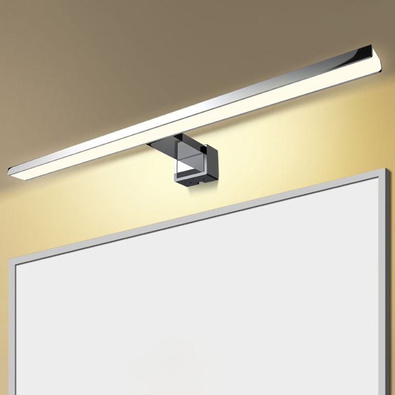 Lámpara de tocador rectangular cromado Luz de montaje de pared LED metálico moderna para baño