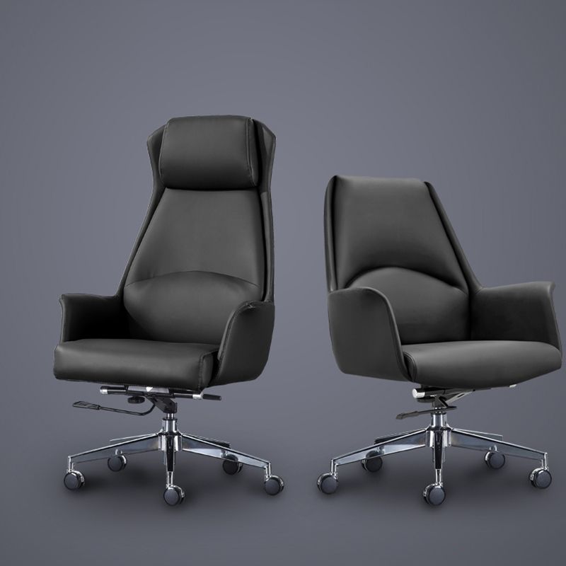 Leather Office Chair Fixed Arm Task Chair for Home and Office