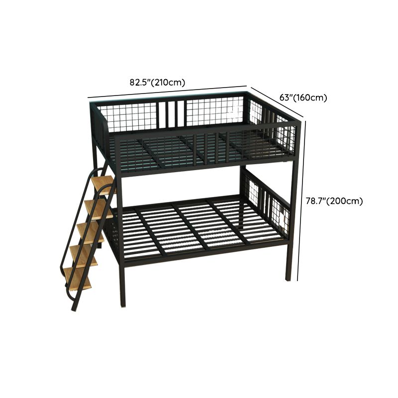 Modern Loft Bed Built-In Ladder Headboard Bunk Bed with Guardrail