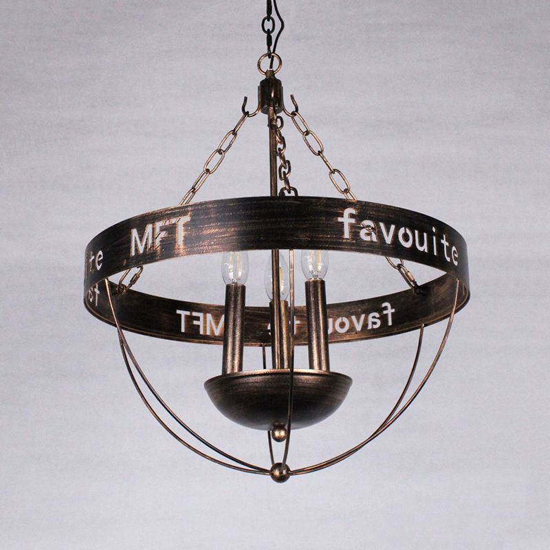 Chandelier en fer de fer feu Light Factory 3 bulbes salon suspendu suspendu en noir avec gardien de fil