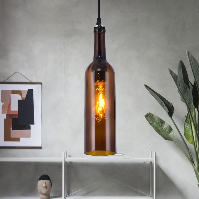 1 leichte Flaschenform Hanging Lampe Retro Industrial Glass Anhängerlampe für das Restaurant