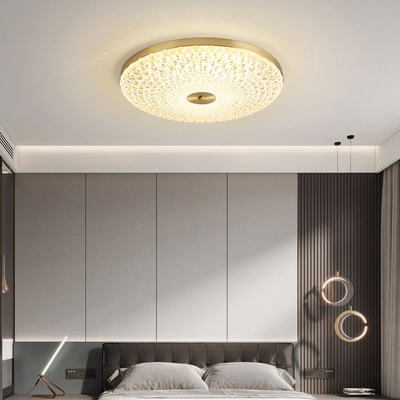 1-Light Drum Flush Mount Lighting Modern Acrylic Ceiling Lighting