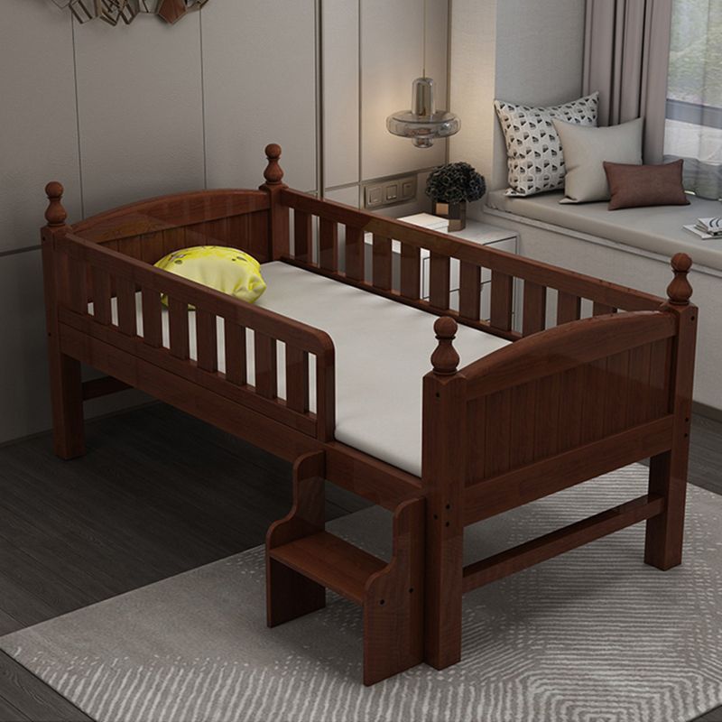 Traditional Nursery Crib Espresso Wood Nursery Bed with Guardrail