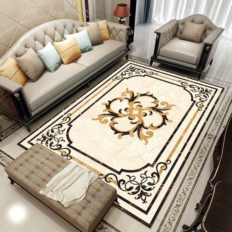 Multi Color Geometric Print Rug Polyster Retro Indoor Rug Non-Slip Backing Stain-Resistant Area Carpet for Living Room