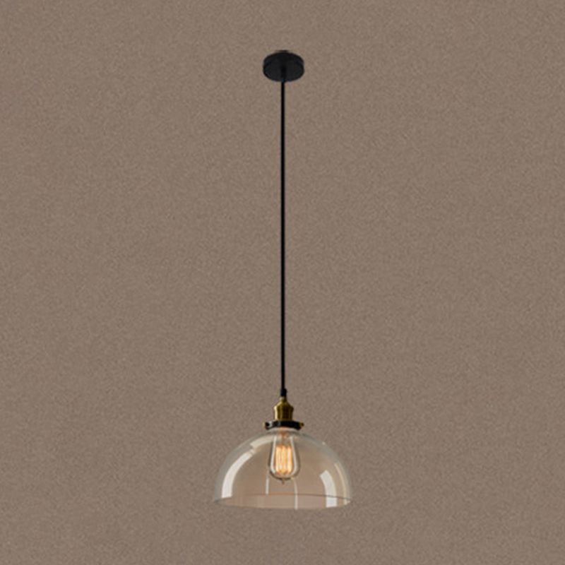 1-Light Clear Glass Pendant Lamp, Contemporary Industrial Hanging Light for Restaurant