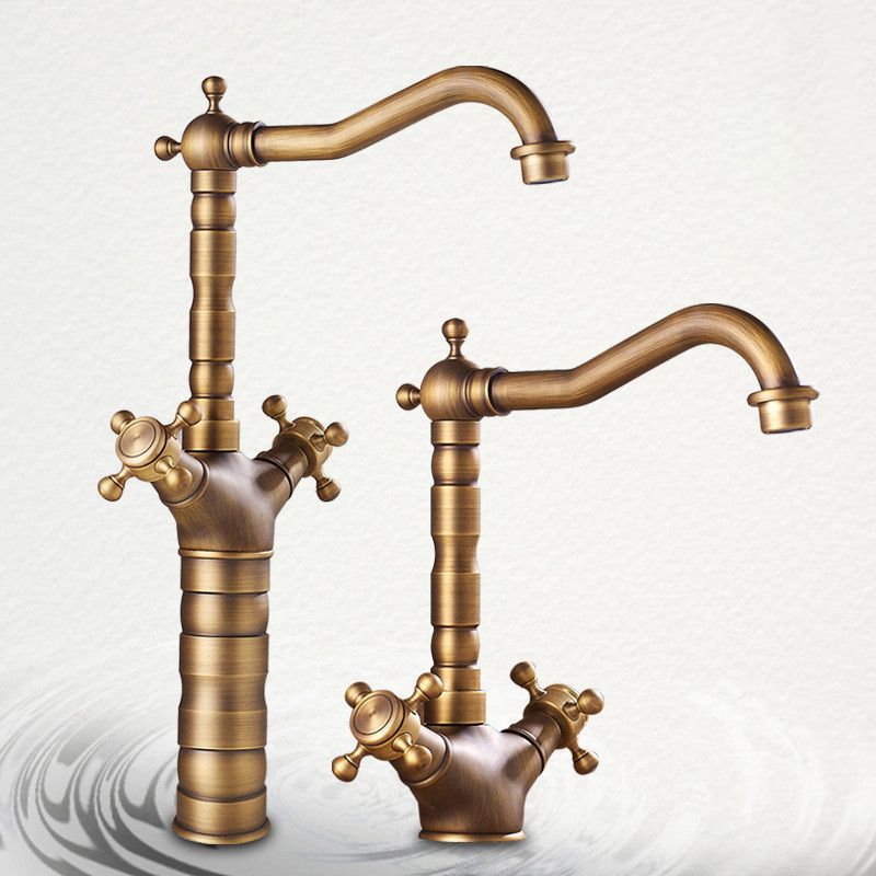 Industrial Wide Spread Bathroom Faucet Cross Handles Lavatory Faucet