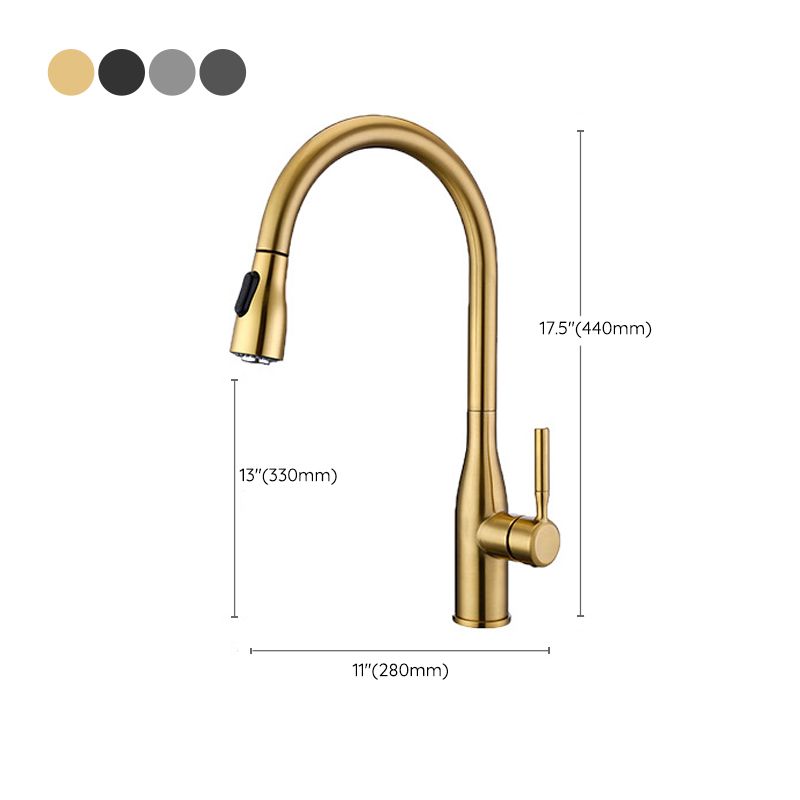 Modern Style Copper Kitchen Faucet Single Handle High Arc Kitchen Faucet