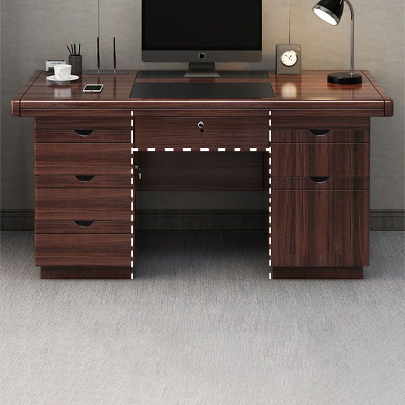 Rectangular Shaped Office Writing Desk Wood in Brown for Office