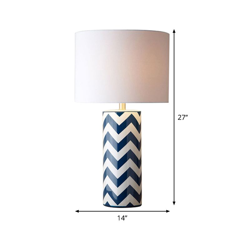 Contemporary 1 Head Task Lighting White Cylindrical Reading Lamp with Fabric Shade