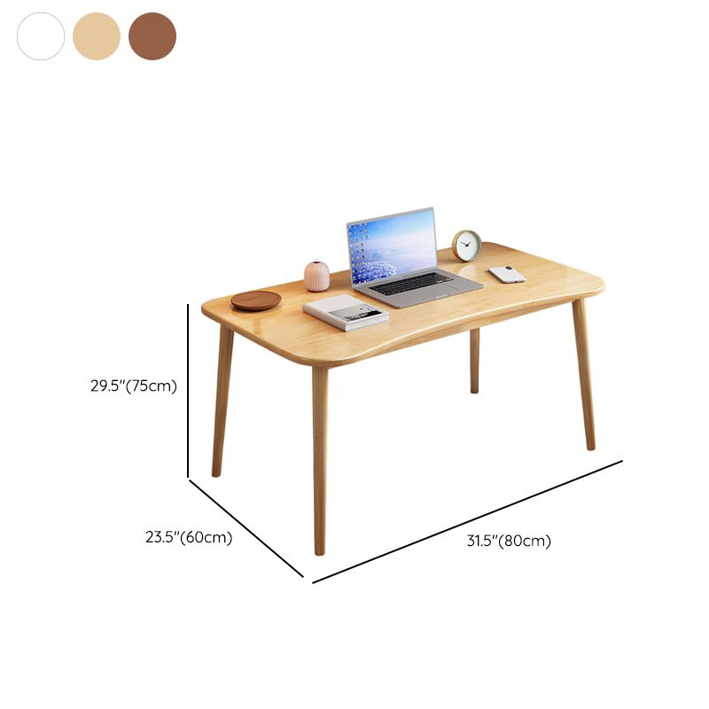 Solid Wood Curved Writing Desk Modern Parsons Base Office Desk